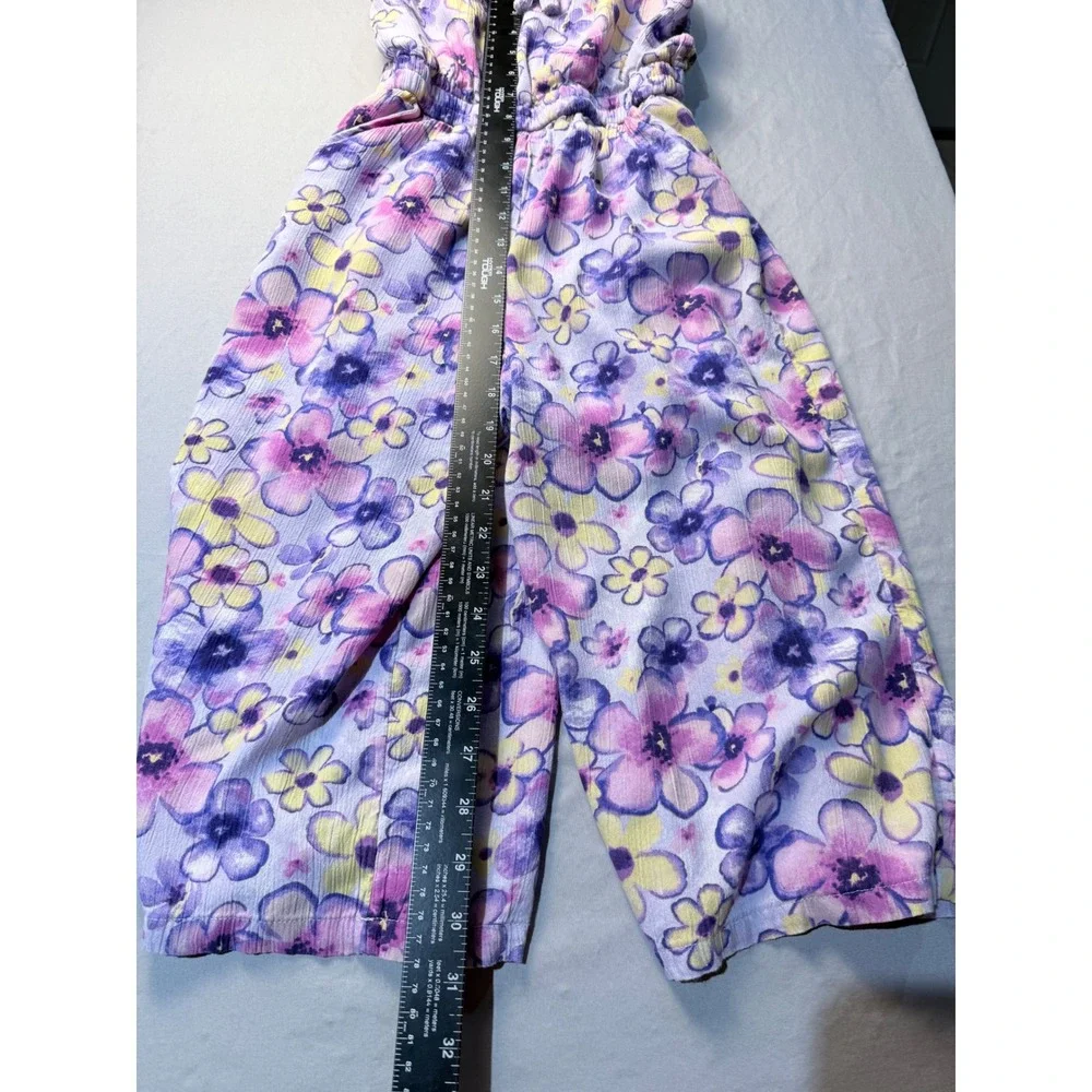 Justice Girls Floral Jumpsuit Purple Yellow Ruffle‎ Off Shoulder Size M 10